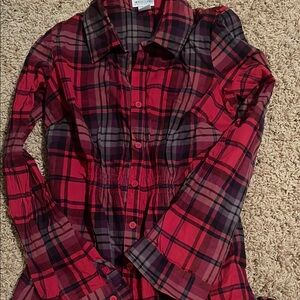 Maternity Red and Black Plaid Button-Up Shirt